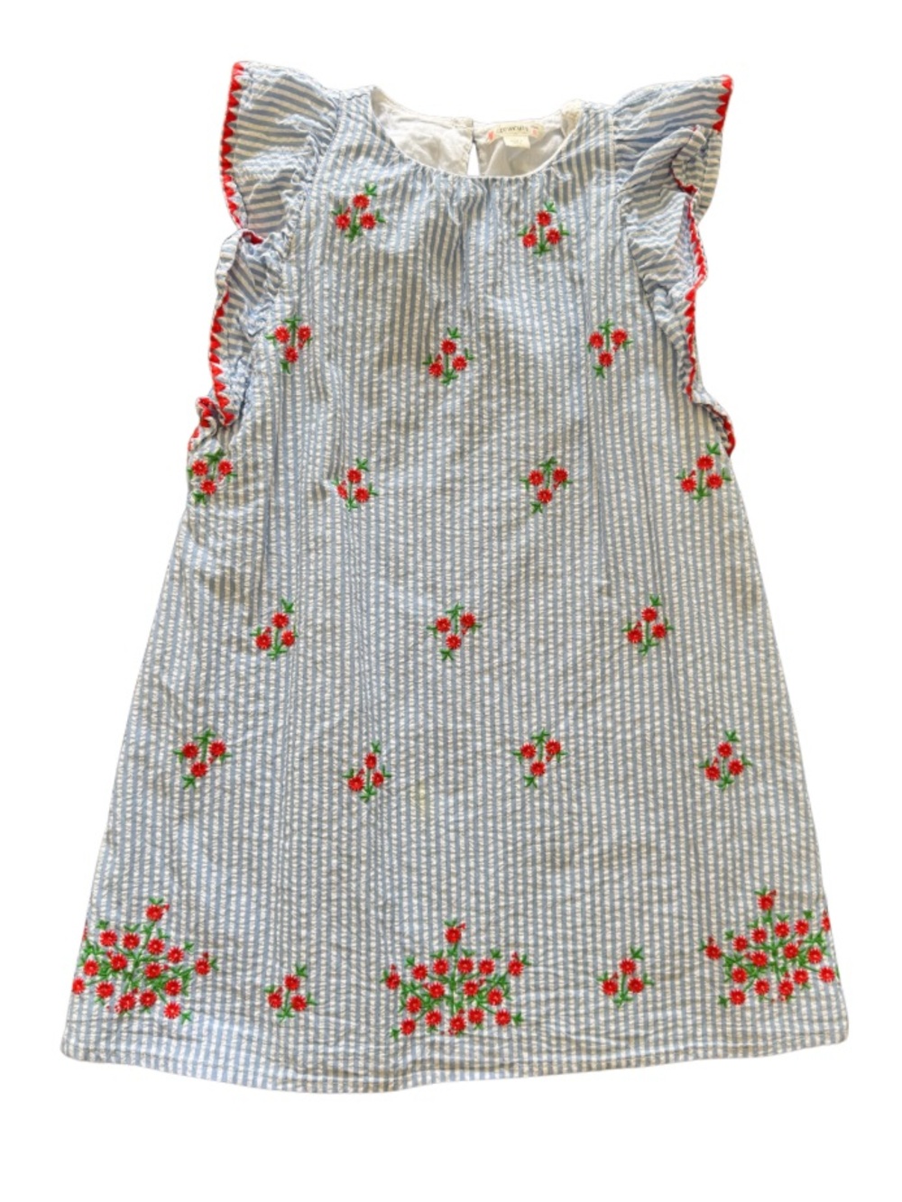 Crewcuts J.Crew Girls Embroidered Seersucker Dress Size 6